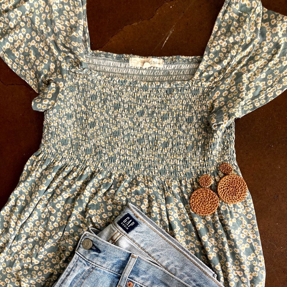 REWIND | Super soft blue daisy blouse | S